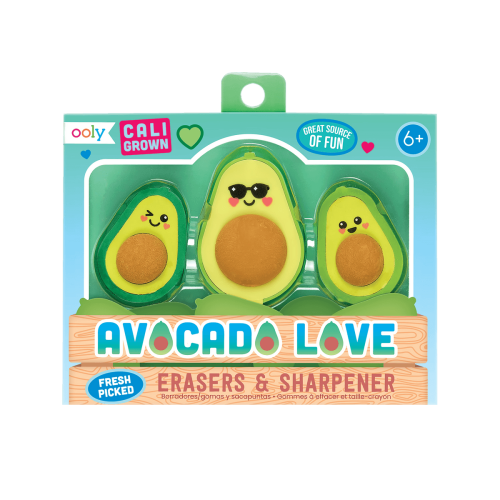 Ooly Avocado Love: Puzzle Erasers & Sharpener (3 PC Set)
