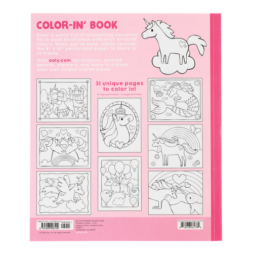 Ooly Color-in' Book: Enchanting Unicorns (8" x 10")