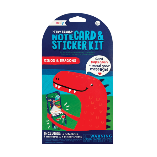 Ooly Tiny Tadas! Note Cards & Sticker - Dinos & Dragons (Set of 16)