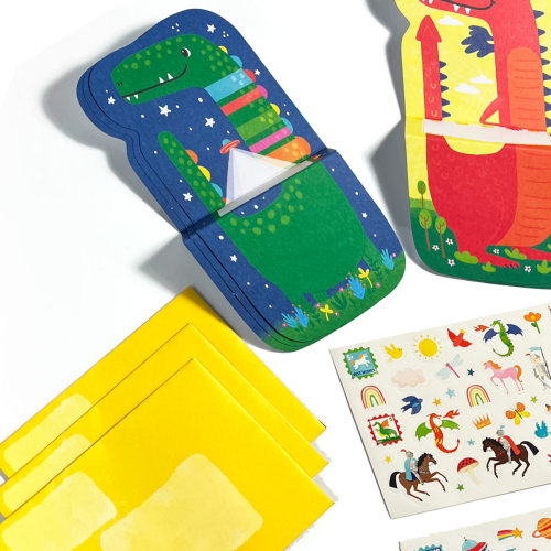 Ooly Tiny Tadas! Note Cards & Sticker - Dinos & Dragons (Set of 16)