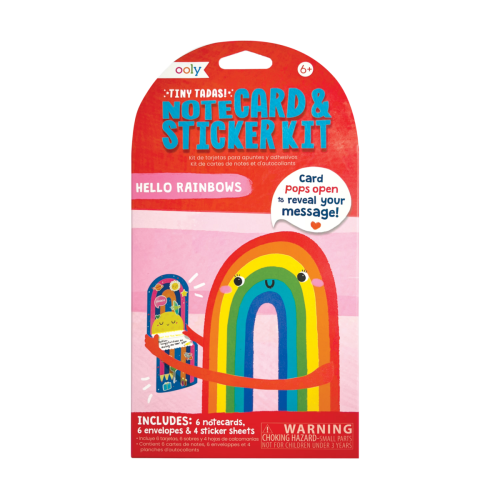 Ooly Tiny Tadas! Note Cards & Sticker - Hello Rainbows (Set of 16)