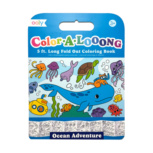 Ooly Color-A-Looong 5' Fold Out Kids Coloring Book - Ocean Adventure