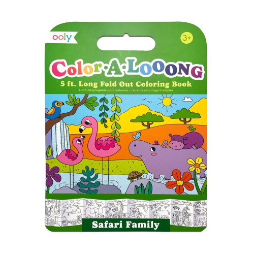 Ooly Color-A-Looong 5' Fold Out Kids Coloring Book - Safari Family