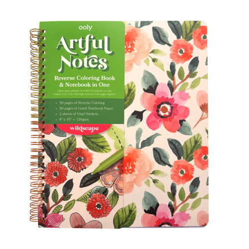 Ooly Artful Notes Notebook: Reverse Color, Take Notes - Wildscape (8" x 10", 100 Pages)