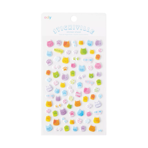 Ooly Stickiville Stickers: Colorful Cats - Standard (1 Sheet)