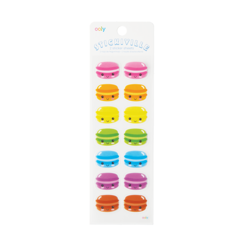 Ooly Stickiville Stickers: Happy Macarons - Skinny (2 Sheets)