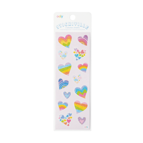 Ooly Stickiville Stickers: Rainbow Hearts - Skinny (2 Sheets)