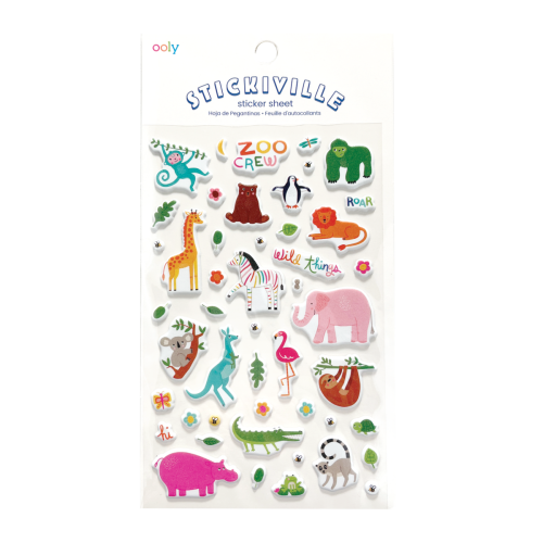 Ooly Stickiville Stickers: Zoo Crew Puffy - Standard (1 Sheet)