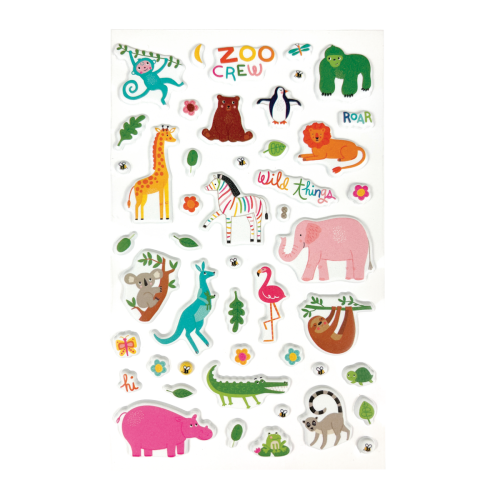 Ooly Stickiville Stickers: Zoo Crew Puffy - Standard (1 Sheet)