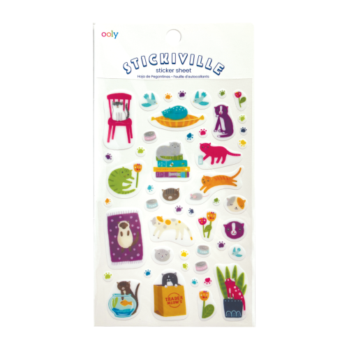 Ooly Stickiville Stickers: Quirky Cats - Standard (1 Sheet)