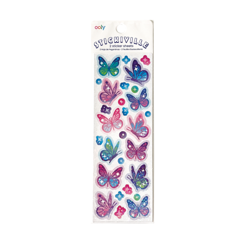 Ooly Stickiville Stickers: Glittery Butterflies - Skinny (2 Sheets)