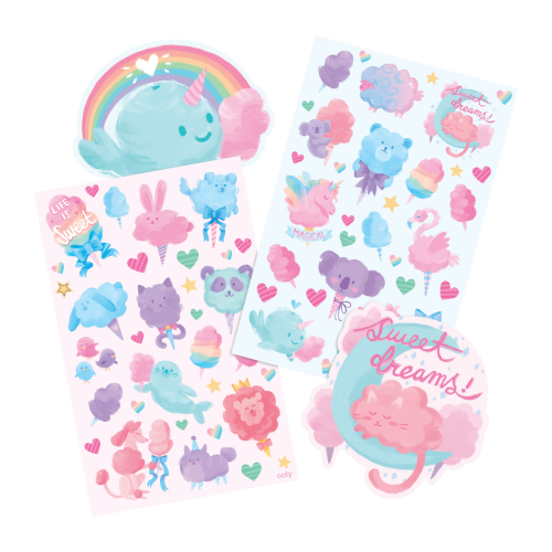 Ooly Stickiville Stickers: Fluffy Cotton Candy - Scented (2 Sheets & 6 Die-Cut)