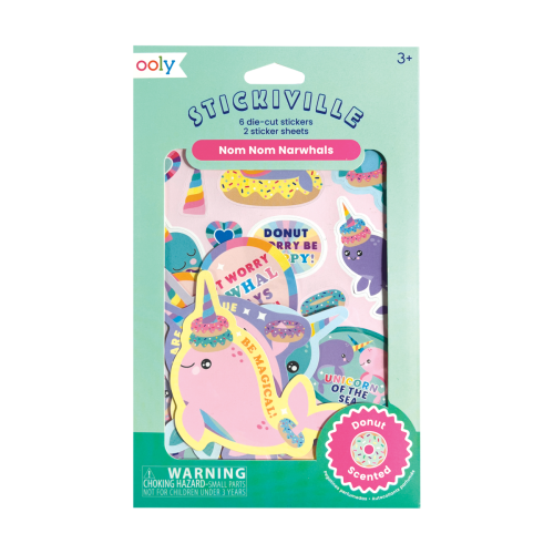 Ooly Stickiville Stickers: Nom Nom Narwhals - Scented (2 Sheets & 6 Die-Cut)