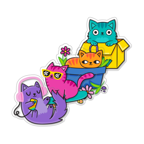 Ooly Stickiville Stickers: Silly Kitties - Vinyl (Set of 4)
