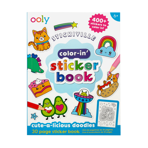Ooly Color-in' Sticker Book - Cute-A-Licious Doodles (30 Pages)