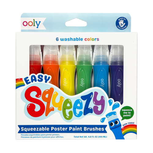 Ooly Easy Squeezy Squeezable Poster Paint Brushes - Set of 6 Colors