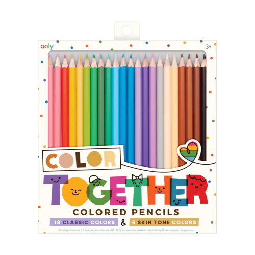 Ooly Color Together Colored Pencils - Set of 24 (18 Classic & 6 Skin Tone Colors)