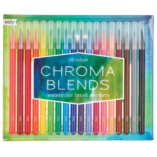 Ooly Chroma Blends Watercolor Brush Markers - Set of 18