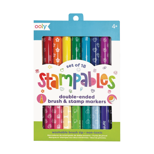 Ooly Stampables Double-Ended Stamp & Brush Markers: Set of 18