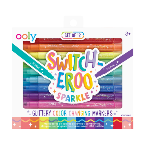 Ooly Switch-Eroo! Sparkle Glittery Color-Changing Markers (Set of 12)