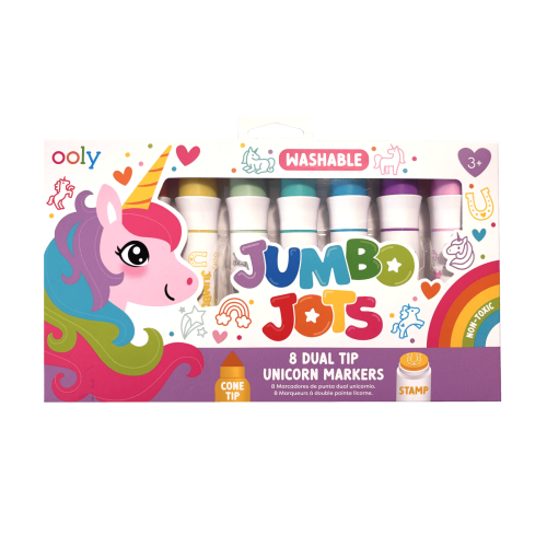 Ooly Jumbo Jots: Dual Tip Cone & Stamp Markers - Unicorn (Set of 8)