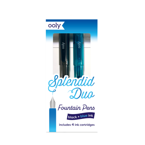 Ooly Splendid Duo Fountain Pens: Black & Blue Inks - Set of 2 Pens & 4 Cartridges