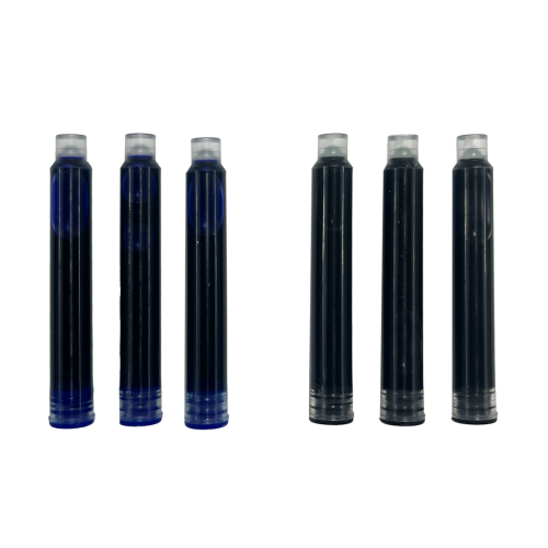 Ooly Splendid Duo Fountain Pen Ink Refills: Set of 3 Black & 3 Blue Cartridges