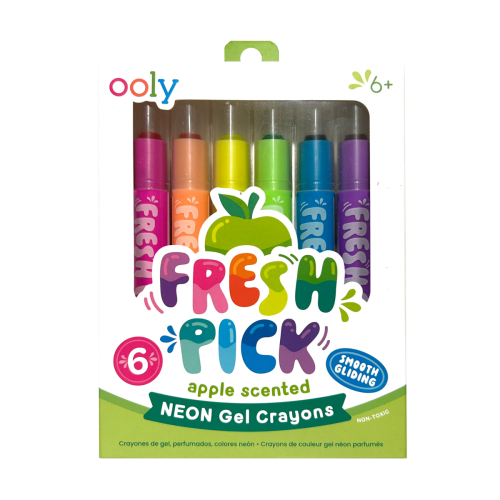 Ooly Fresh Pick Apple Scented Neon Gel Crayons - Set of 6