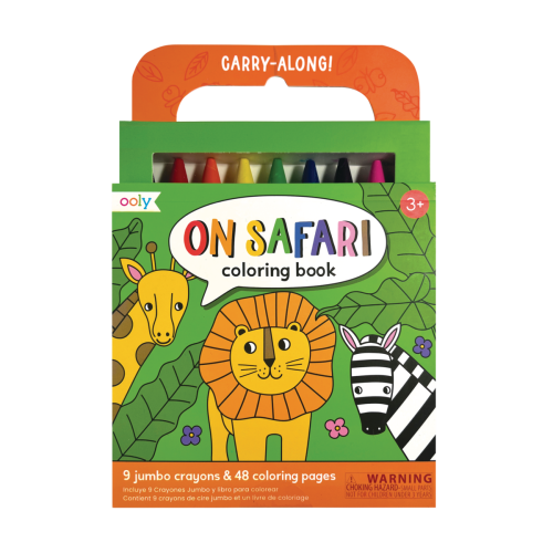 Ooly Carry Along Crayon & Coloring Book Kit - On Safari (Set of 10)