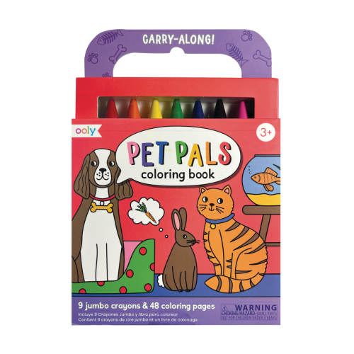 Ooly Carry Along Crayon & Coloring Book Kit - Pet Pals (Set of 10)