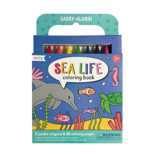Ooly Carry Along Crayon & Coloring Book Kit - Sea Life (Set of 10)