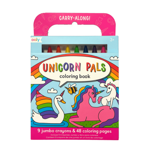 Ooly Carry Along Crayon & Coloring Book Kit - Unicorn Pals (Set of 10)
