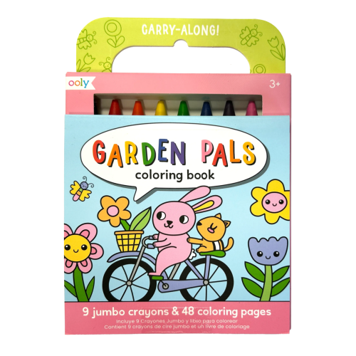 Ooly Carry Along Crayon & Coloring Book Kit - Garden Pals (Set of 10)