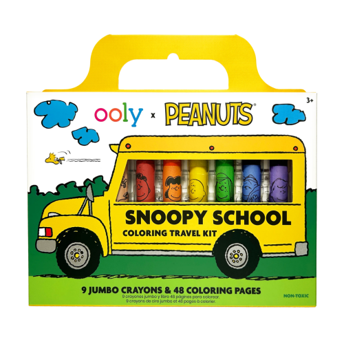 Ooly x Peanuts: Snoopy School Coloring Travel Kit (9 Crayons & 48 Coloring Pages)*