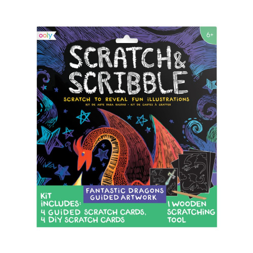 Ooly Scratch & Scribble Art Kit: Fantastic Dragons - 10 PC Set