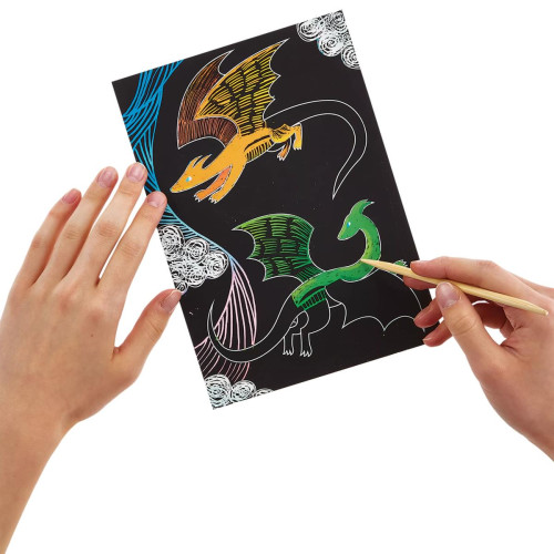 Ooly Scratch & Scribble Art Kit: Fantastic Dragons - 10 PC Set