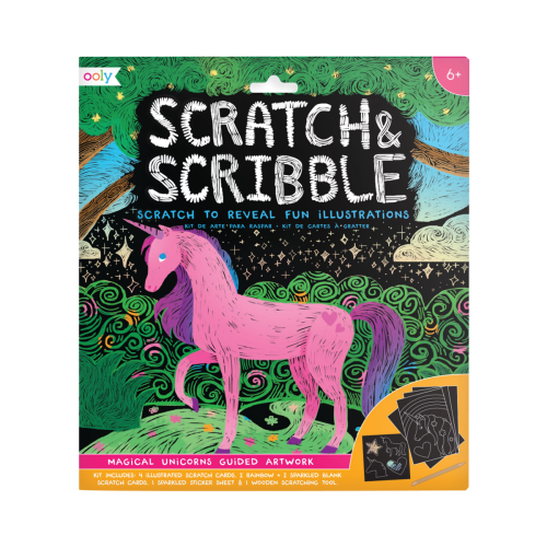 Ooly Scratch & Scribble Art Kit: Magical Unicorns - 10 PC Set