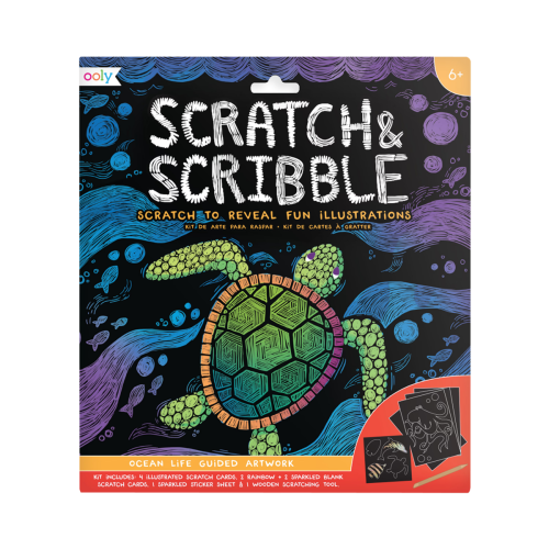 Ooly Scratch & Scribble Art Kit: Ocean Life - 10 PC Set