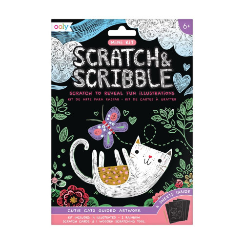 Ooly Mini Scratch & Scribble Art Kit: Cutie Cats - 7 PC Set