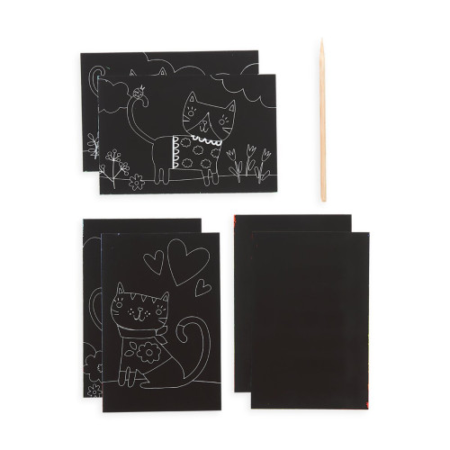 Ooly Mini Scratch & Scribble Art Kit: Cutie Cats - 7 PC Set