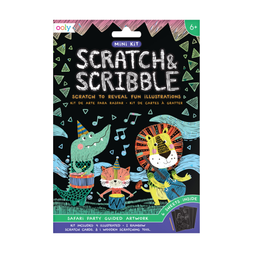 Ooly Mini Scratch & Scribble Art Kit: Safari Party - 7 PC Set