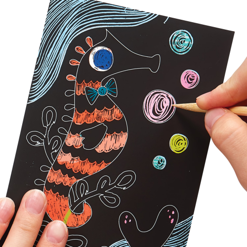 Ooly Mini Scratch & Scribble Art Kit: Friendly Fish - 7 PC Set