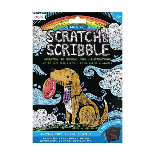 Ooly Mini Scratch & Scribble Art Kit: Playful Pups - 7 PC Set