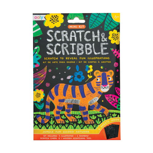 Ooly Mini Scratch & Scribble Art Kit: Jungle Fun - 7 PC Set