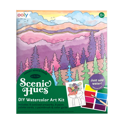 Ooly Scenic Hues D.I.Y. Watercolor Art Kit - Forest Adventure (17 PC Set)