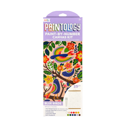 Ooly Paintology Paint By Number Canvas Kit - Blue Birds (25 PC Set)