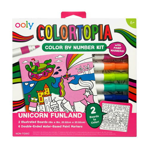 Ooly Colortopia Paint Marker By Number Kit - Unicorn Funland (8 PC Set)