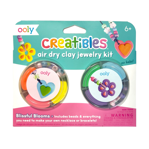 Ooly Creatibles D.I.Y. Air-Dry Clay Jewelry Kit - Blissful Blooms (Set of 6 Colors + Accessories)