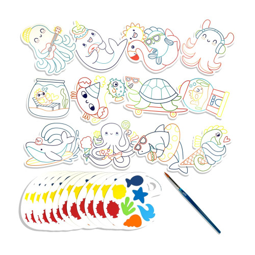 Ooly Playful Painters: Easy Watercolor Painting Kit - Ocean Pals (25 PC Set)