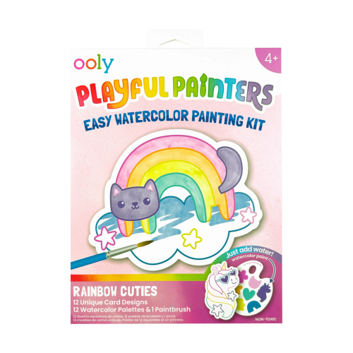 Ooly Playful Painters: Easy Watercolor Painting Kit - Rainbow Cuties (25 PC Set)